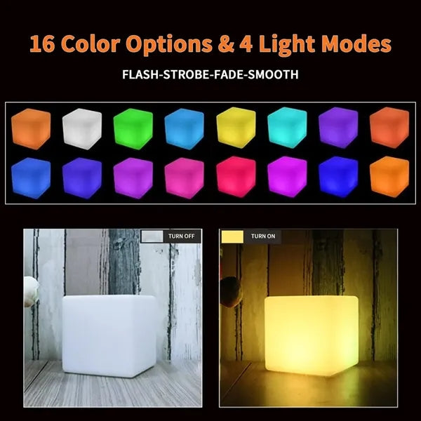 6"/ 8" RGB LED Cube Night Light Rechargeable Mood Lamp Decor