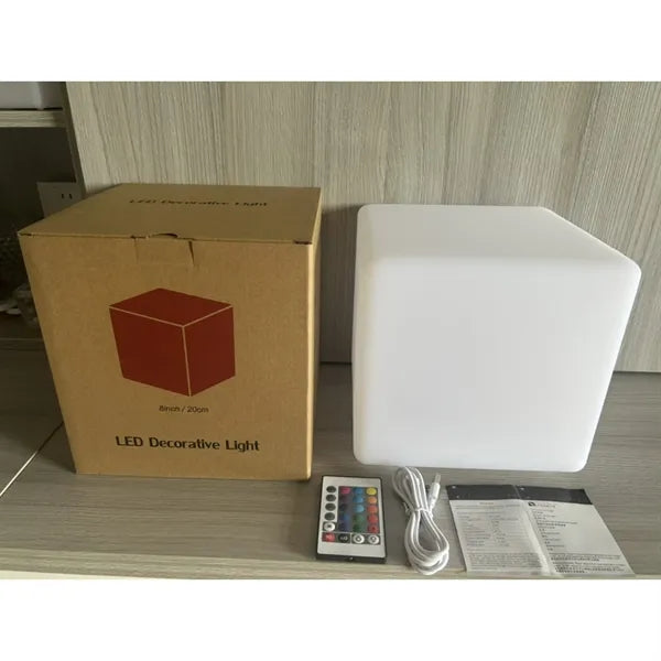 6"/ 8" RGB LED Cube Night Light Rechargeable Mood Lamp Decor