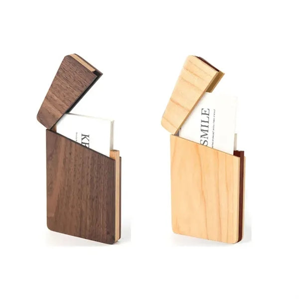 Portable Wood Business Card Holders with Magnetic Closure