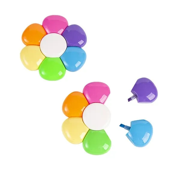 6-In-1 Five Color Fluorescent Flower Shaped RT164Highlighter