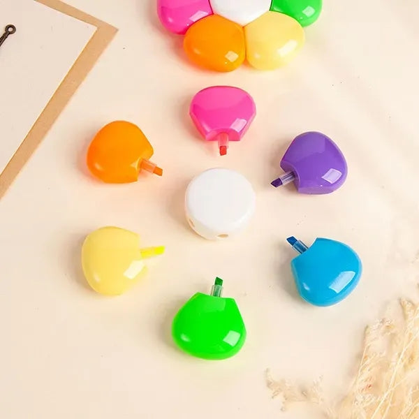 6-In-1 Five Color Fluorescent Flower Shaped RT164Highlighter