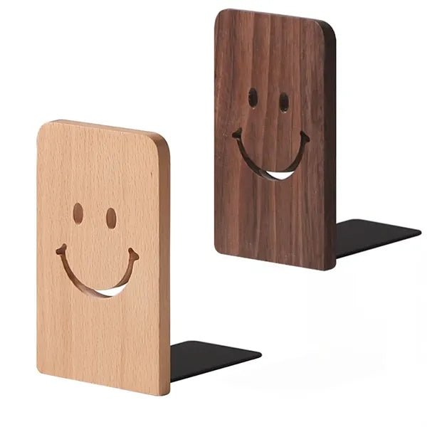 Solid Wood Smiley Bookends
