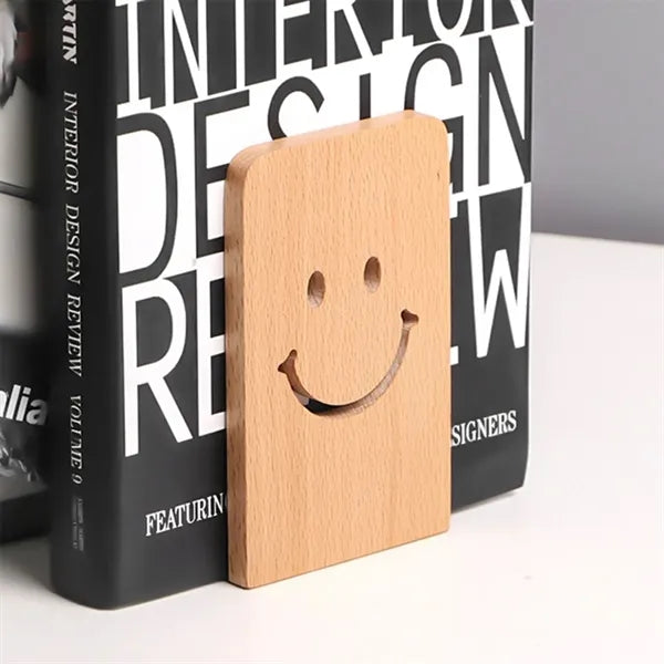 Solid Wood Smiley Bookends