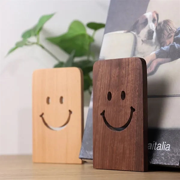Solid Wood Smiley Bookends