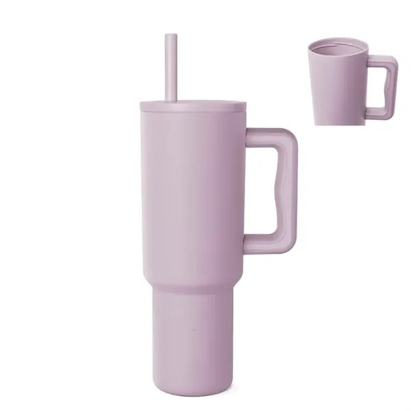 Modern 40 Oz. Steel/PP Tumbler With Handle And Straw Lid