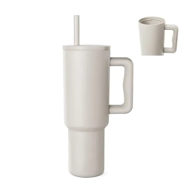 Modern 40 Oz. Steel/PP Tumbler With Handle And Straw Lid