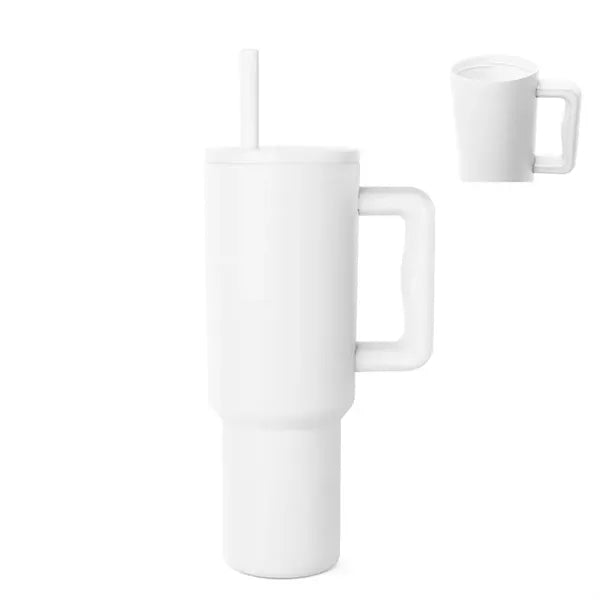 Modern 40 Oz. Steel/PP Tumbler With Handle And Straw Lid