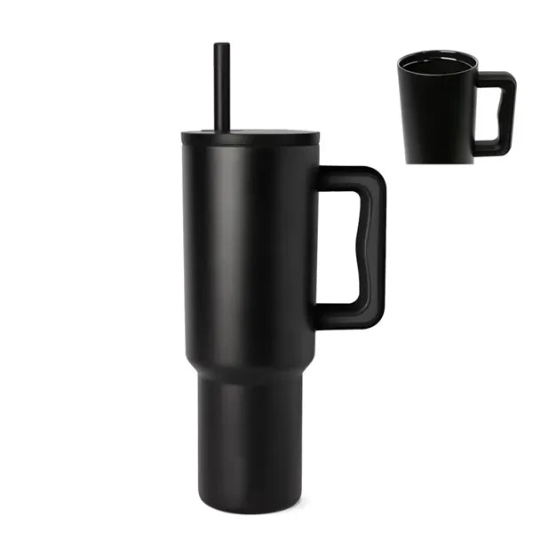 Modern 40 Oz. Steel/PP Tumbler With Handle And Straw Lid