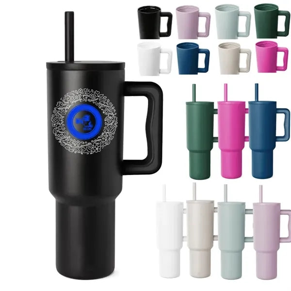 Modern 40 Oz. Steel/PP Tumbler With Handle And Straw Lid