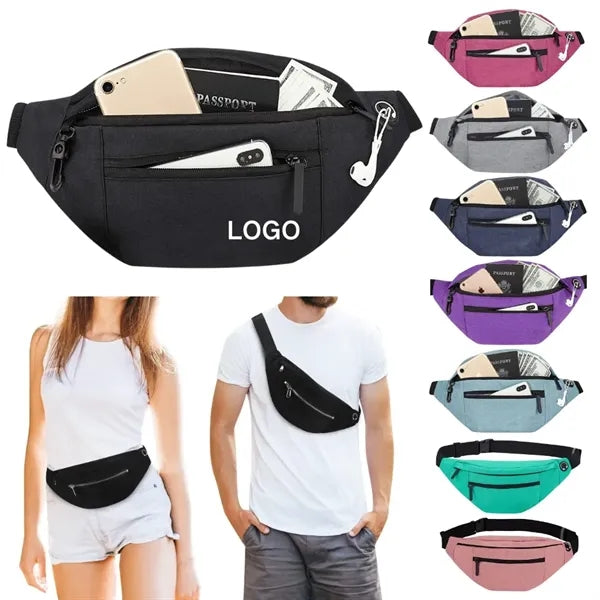 Large Crossbody Fanny Pack with 4-Zipper Pockets