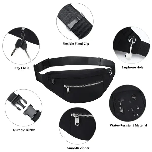 Large Crossbody Fanny Pack with 4-Zipper Pockets