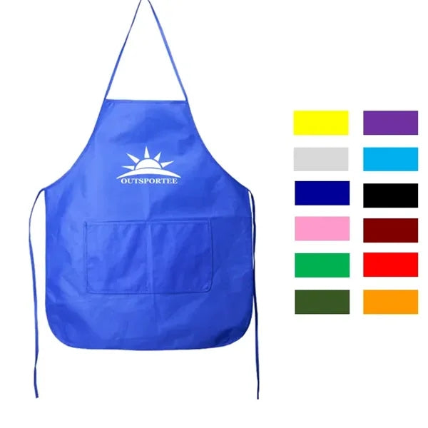 Adult Youth Bib Full-Length Apron With Two Patch Pockets