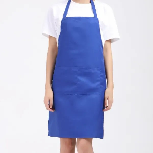 Adult Youth Bib Full-Length Apron With Two Patch Pockets