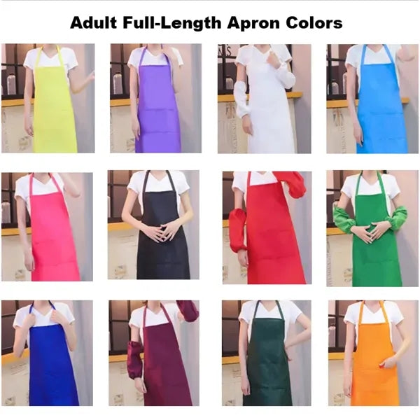 Adult Youth Bib Full-Length Apron With Two Patch Pockets
