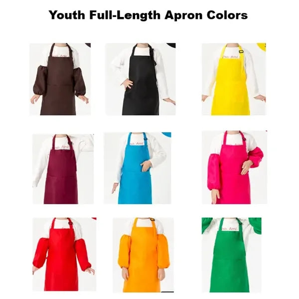 Adult Youth Bib Full-Length Apron With Two Patch Pockets