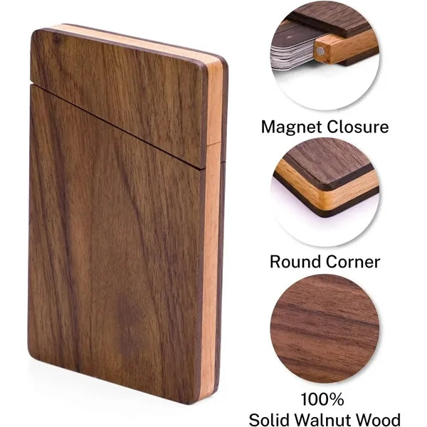Portable Wood Business Card Holders with Magnetic Closure