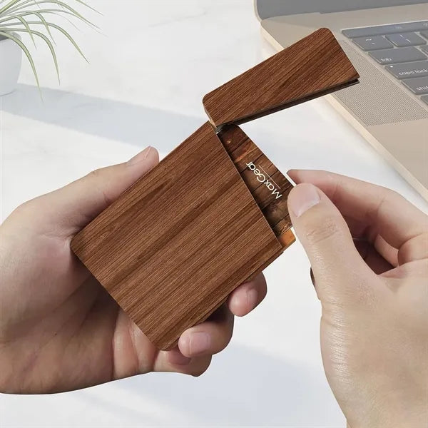 Portable Wood Business Card Holders with Magnetic Closure