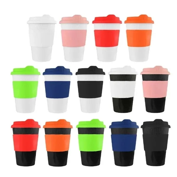 12 Oz. Plastic Coffee Cup With Silicone Lid