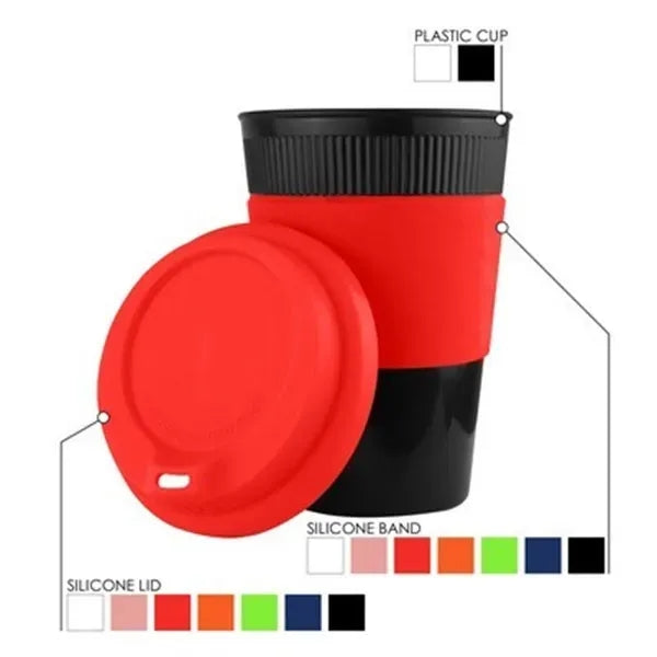 12 Oz. Plastic Coffee Cup With Silicone Lid