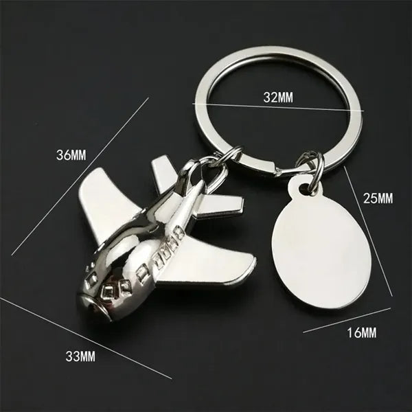 Airplane Luggage Tag Charm Keychain Metal Airline Key Ring