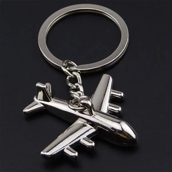Airplane Luggage Tag Charm Keychain Metal Airline Key Ring