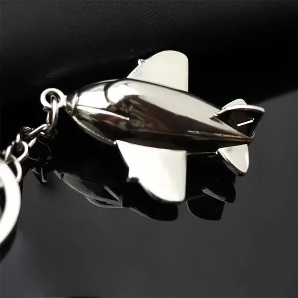 Airplane Luggage Tag Charm Keychain Metal Airline Key Ring