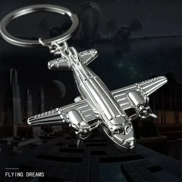 Airplane Luggage Tag Charm Keychain Metal Airline Key Ring