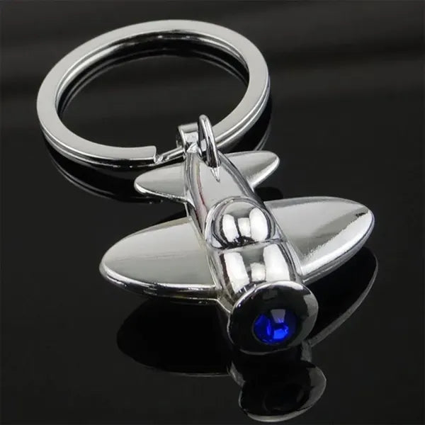 Airplane Luggage Tag Charm Keychain Metal Airline Key Ring
