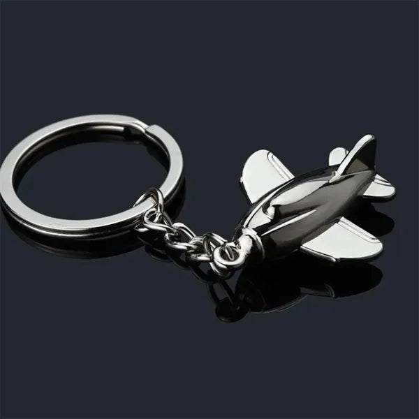 Airplane Luggage Tag Charm Keychain Metal Airline Key Ring