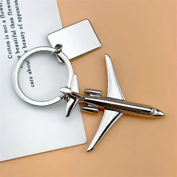 Airplane Luggage Tag Charm Keychain Metal Airline Key Ring