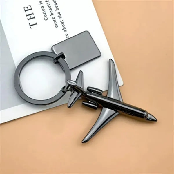 Airplane Luggage Tag Charm Keychain Metal Airline Key Ring