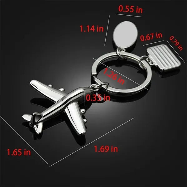 Airplane Luggage Tag Charm Keychain Metal Airline Key Ring