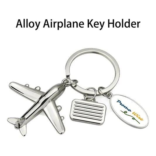 Airplane Luggage Tag Charm Keychain Metal Airline Key Ring