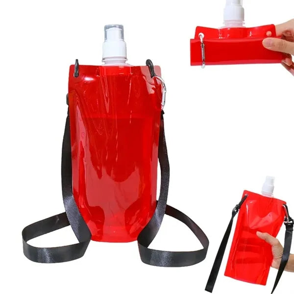 Collapsible Water Bottle with Carabiner and Lanyard
