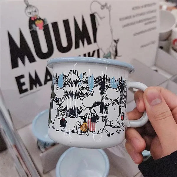Thickened Outdoor Enamel Mug with Creative Cartoon Design