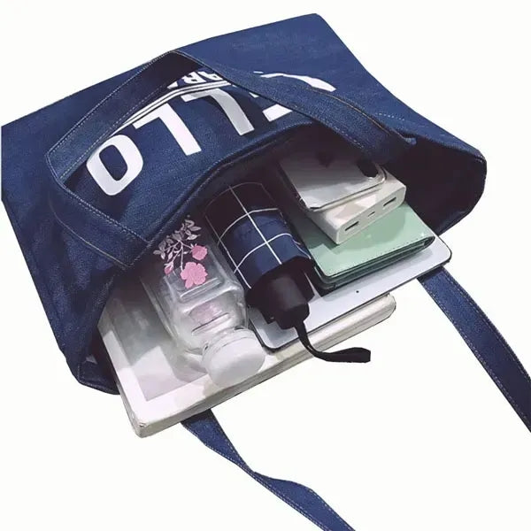 Denim Shopping Tote Bag
