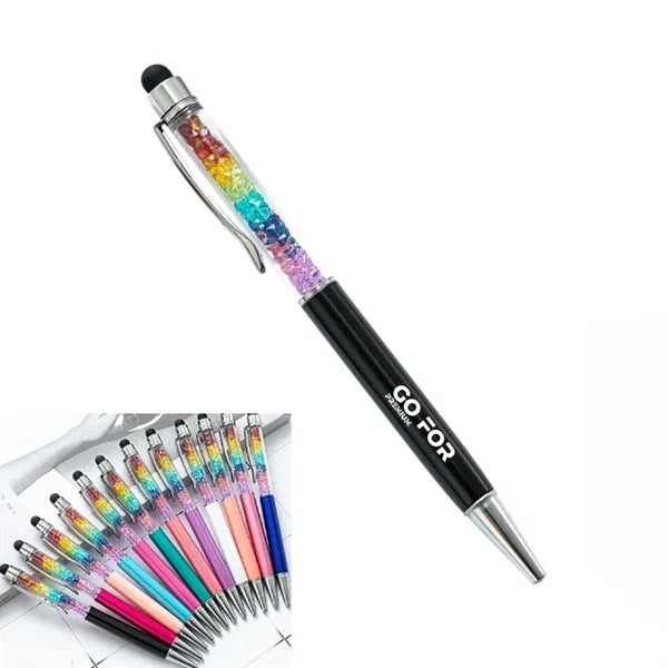 2-in-1 Refill Rainbow Diamond Writing Pens For Touch Screen