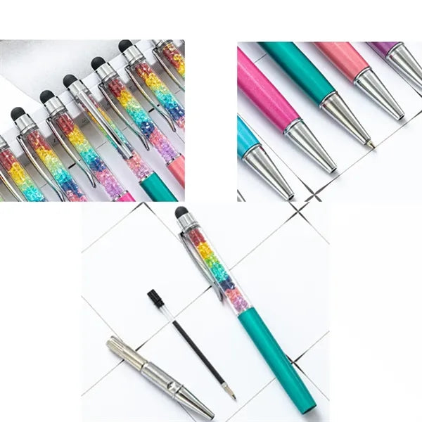 2-in-1 Refill Rainbow Diamond Writing Pens For Touch Screen