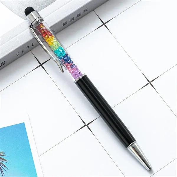 2-in-1 Refill Rainbow Diamond Writing Pens For Touch Screen