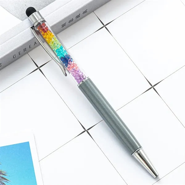 2-in-1 Refill Rainbow Diamond Writing Pens For Touch Screen