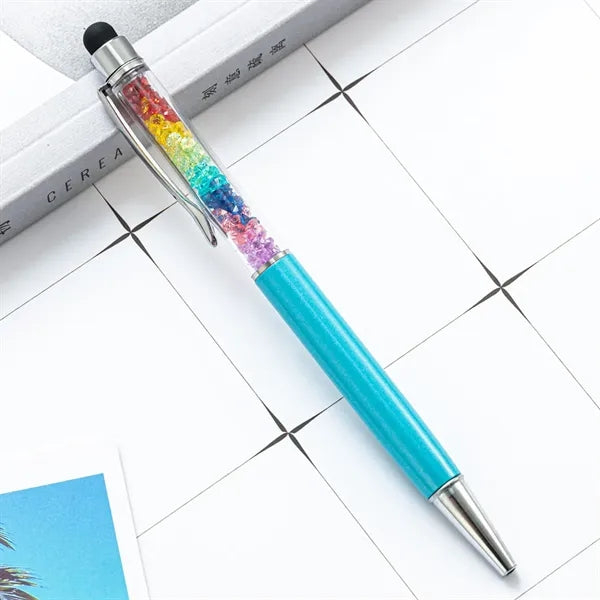 2-in-1 Refill Rainbow Diamond Writing Pens For Touch Screen