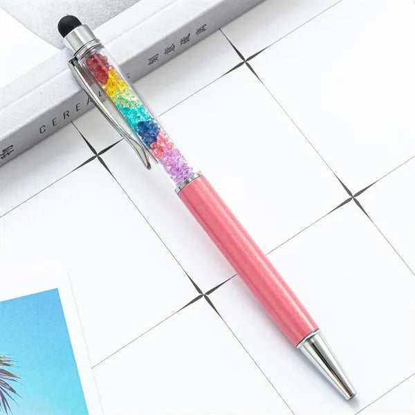 2-in-1 Refill Rainbow Diamond Writing Pens For Touch Screen