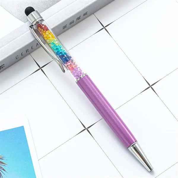2-in-1 Refill Rainbow Diamond Writing Pens For Touch Screen
