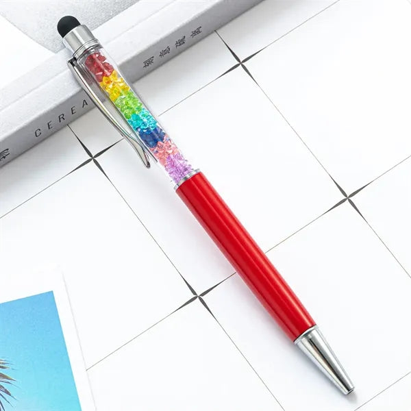 2-in-1 Refill Rainbow Diamond Writing Pens For Touch Screen