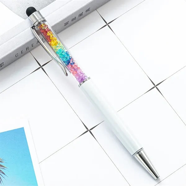 2-in-1 Refill Rainbow Diamond Writing Pens For Touch Screen