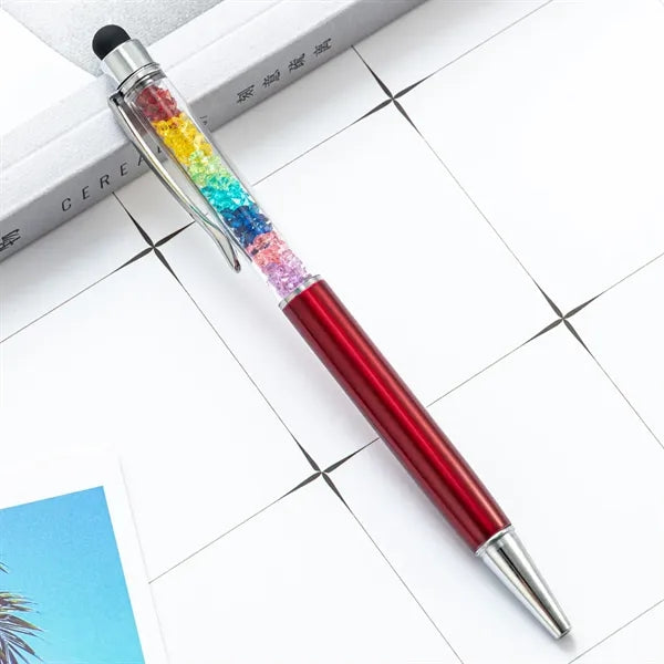2-in-1 Refill Rainbow Diamond Writing Pens For Touch Screen