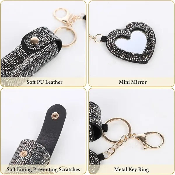 Leather Diamond Lipstick Keychain