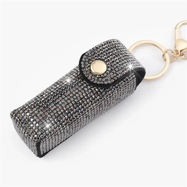 Leather Diamond Lipstick Keychain