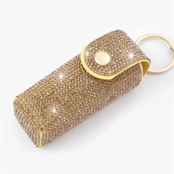 Leather Diamond Lipstick Keychain