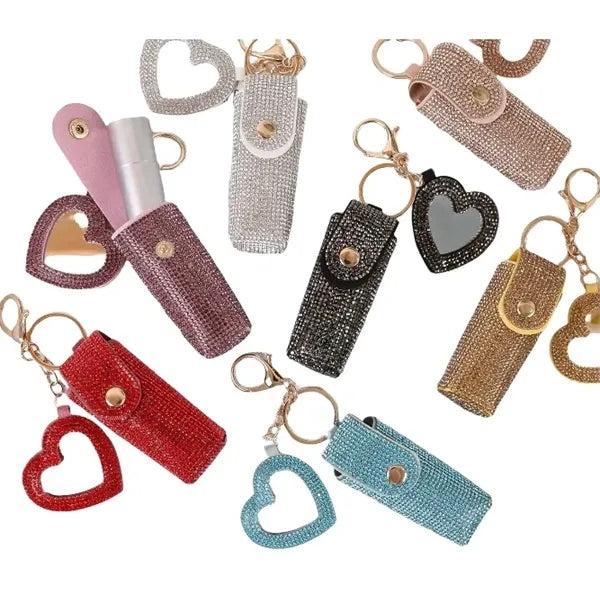 Leather Diamond Lipstick Keychain